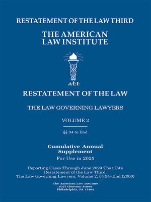cover image of Restatement of the Law Third, The Law Governing Lawyers